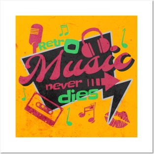 Vintage retro music never dies eighties poster Posters and Art